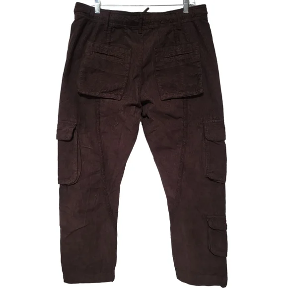 NEW Free People Tahiti Corduroy Cargo Boho Gorpcore Chocolate Brown Pants Size M - Picture 5 of 14